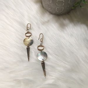 Shell and Bronze Spike Drop Earring
